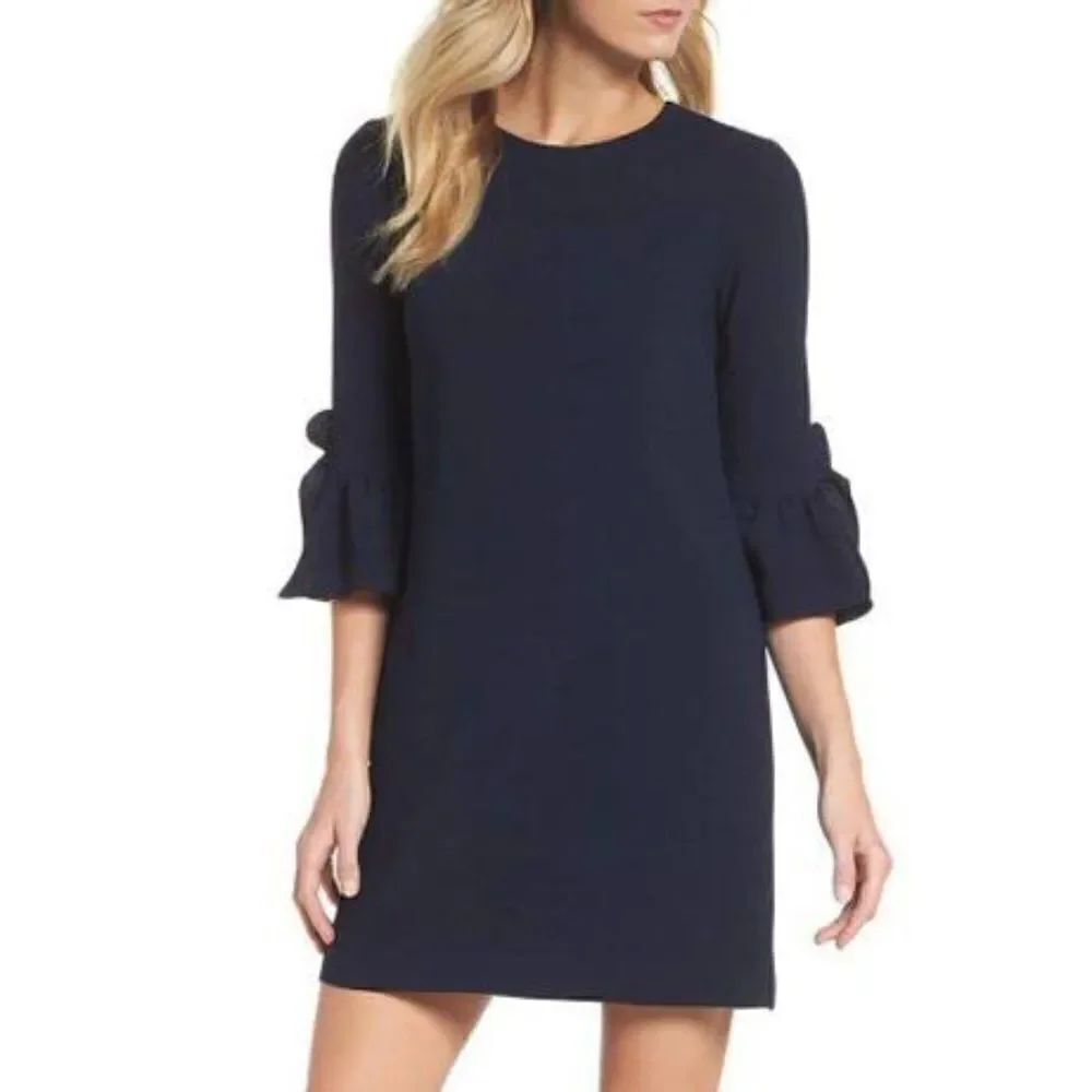 NWT Nanette Lepore Dark Navy Spring Bloom Bell Sleeve Dress in Size 2, 8, 12